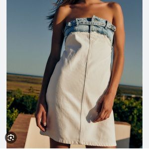 Zara denim short dress bloggers fav